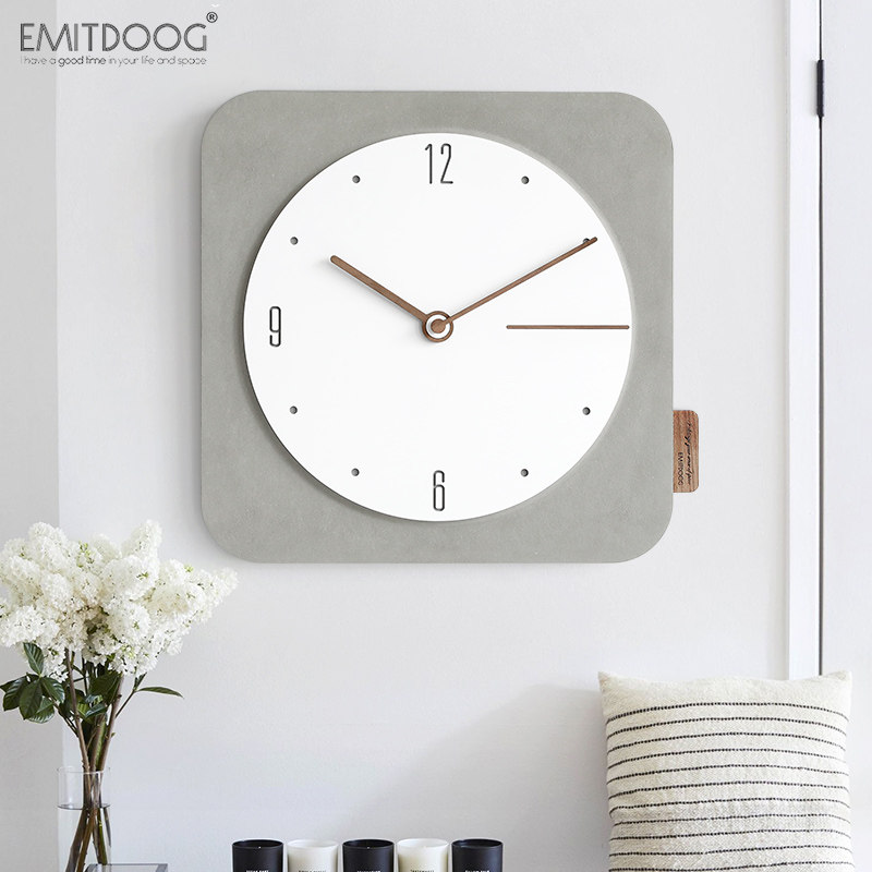 客厅挂钟EMITDOOG正方形轻奢风