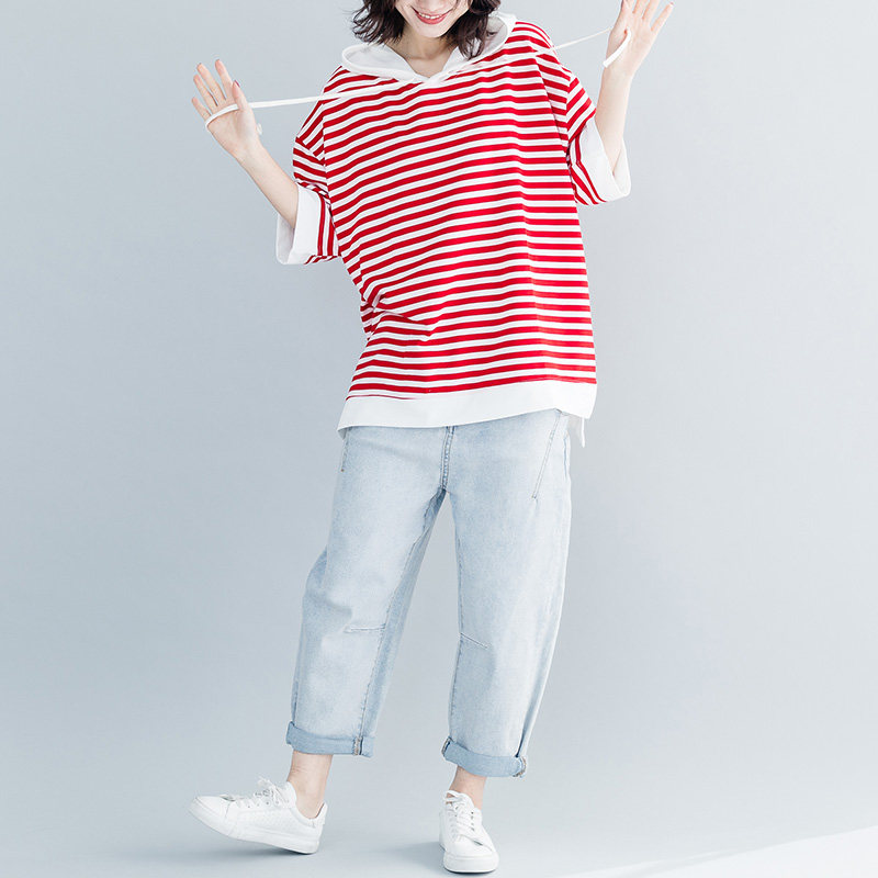 适合胖女人穿的上衣大码女装200斤肥mm夏装条纹百搭宽松遮肚子T恤|msdalam kategori Butik wanita / wanita, wanita saiz besar - dari Buy2taobao.com untuk memberikan perkhidmatan ejen Taobao profesional membeli