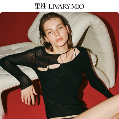 里性 LIVARY MIO 光点绵羊毛衫上衣性感微透套头打底针织衫保暖衣