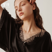 LIVARY MIO 暗影真丝蕾丝拼接系带睡袍睡裤 里性 可外穿家居服套装