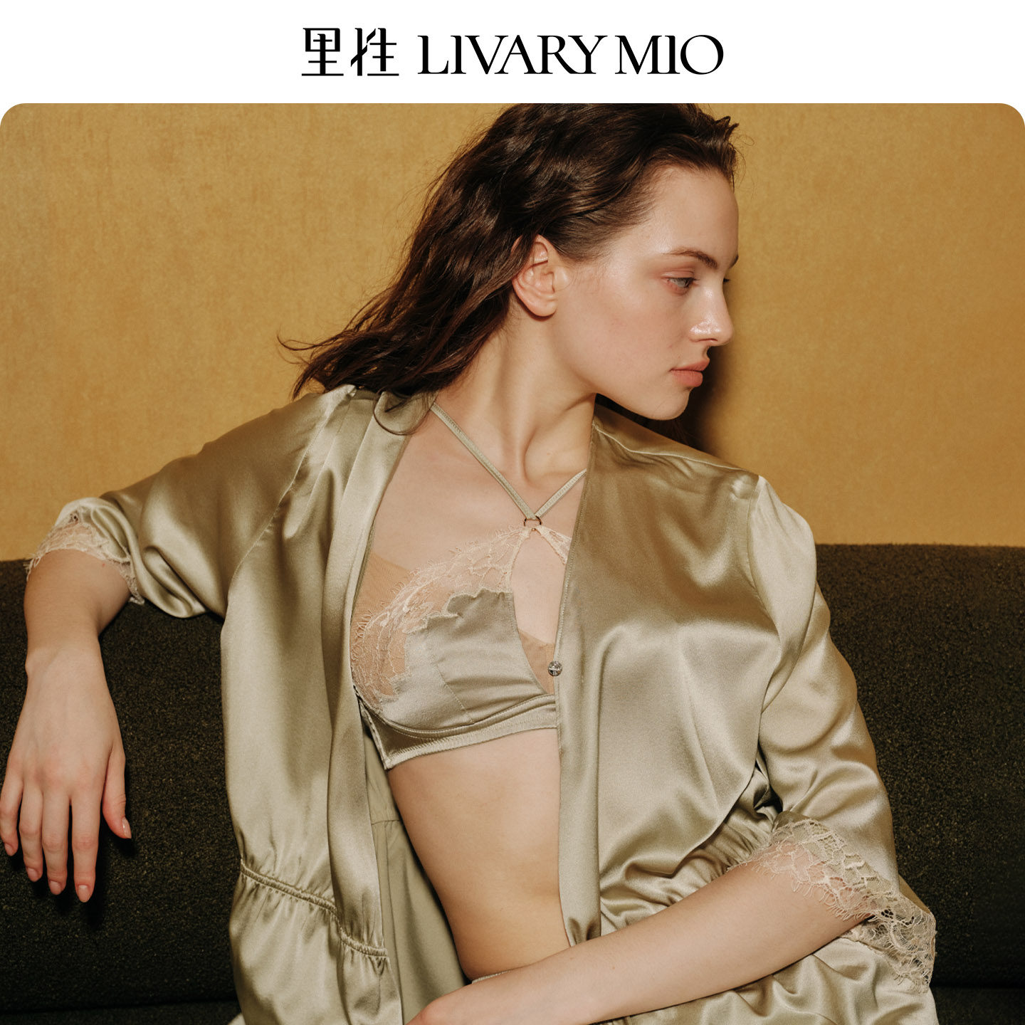里性 LIVARY MIO芳华 中式复古真丝系带式睡袍套装吊带睡衣两件套
