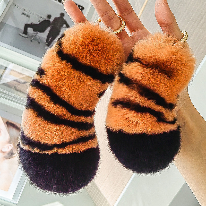 老虎尾巴大小号包包钥匙挂件真獭兔毛皮草可爱公仔玩偶毛绒挂饰