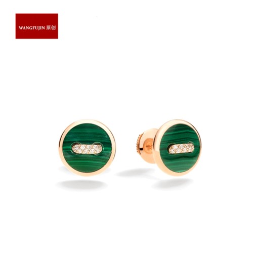 圆形纽扣项链孔雀石白贝母