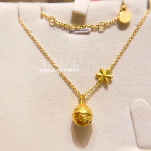 18K纯银雪花项链女ing叮当锁骨链