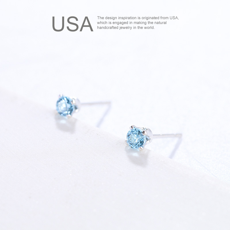 瑞士迷你百搭风防过敏托帕石耳钉