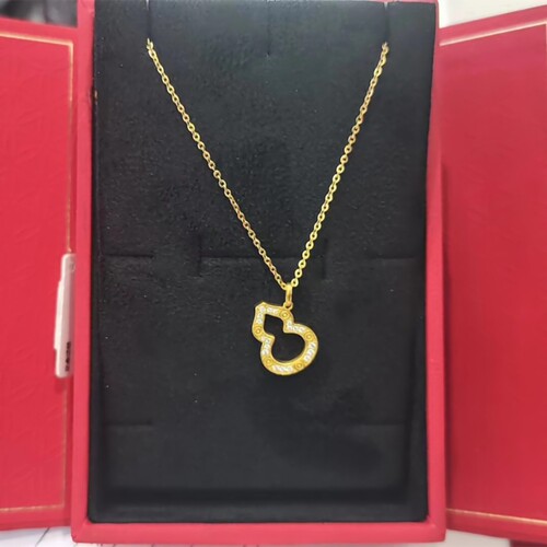新品18K金黄金葫芦项链