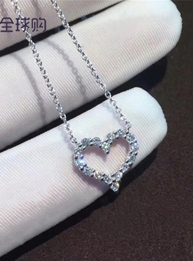 爱心项链s925纯银镀玫瑰金女心形钻石锁骨链莫桑钻礼物跳动的心潮