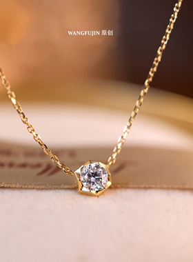 蜂巢单钻项链泡泡纯银