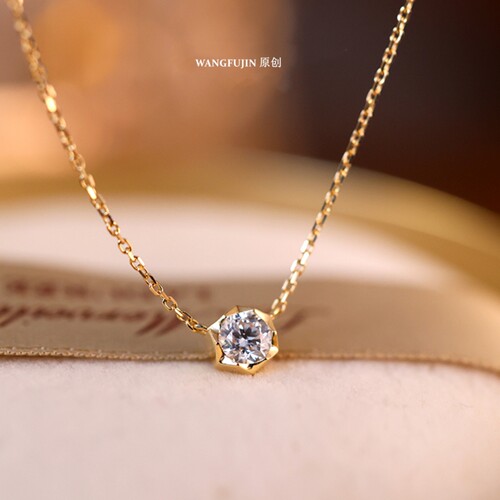 蜂巢单钻项链泡泡纯银