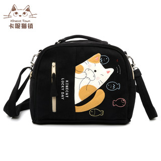 日本插画KINE猫 帆布小包女单肩包学生简约百搭手提斜挎包斜背包