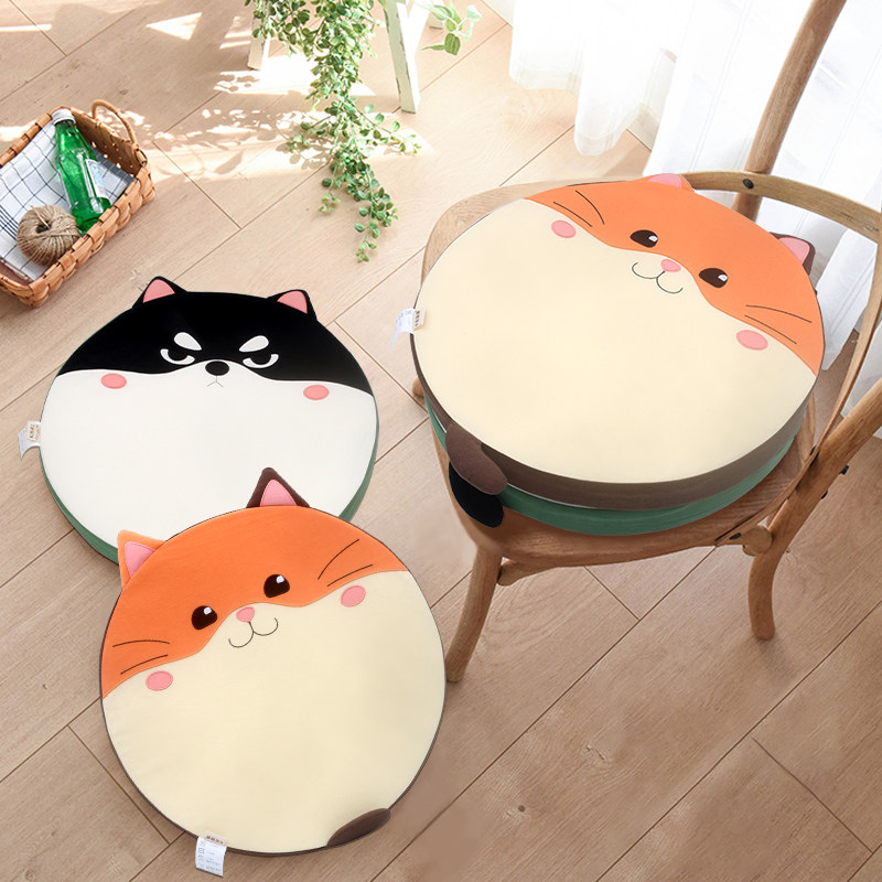(秒杀,原168,省60)Kine猫卡通狗狗纯棉布艺沙发椅子坐垫圆形