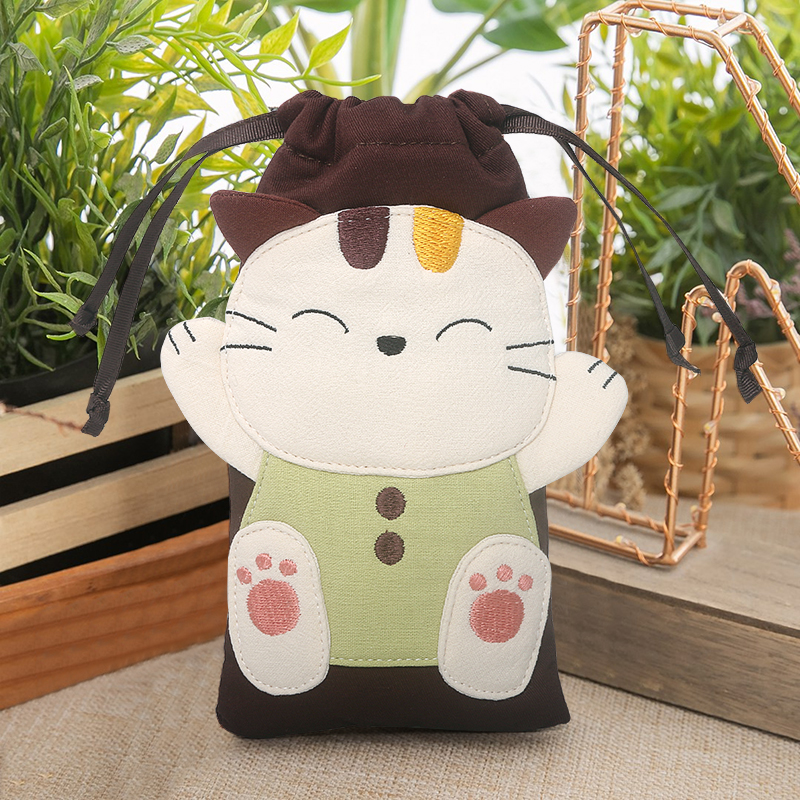 Kine猫 原创开心猫收纳包卡通可爱棉布女生手拿苹果手机包袋小众