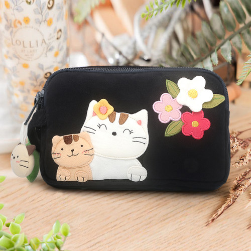 Kine猫棉布手拿精致卡通手机包