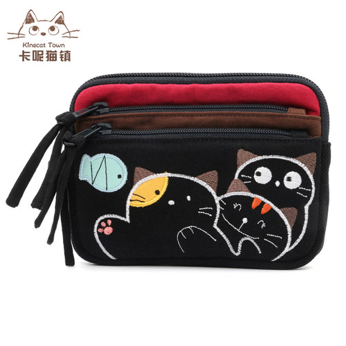 kine纯棉可爱卡通小猫拼布收纳袋