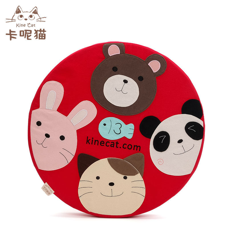 日本插画kine猫 可爱卡通猫咪拼布艺地板坐垫 办公室椅子垫