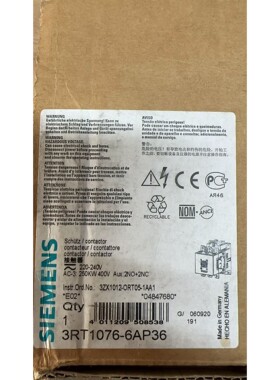 西门子接触器 3RT1076-6AP36 全新议价