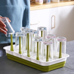 架子创意玻璃杯沥水架托盘水杯挂架 杯子收纳置物架杯架放茶杯