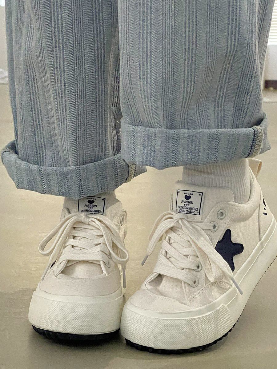 女生小白鞋百搭平底休闲帆布鞋ins潮2024新款春秋chic鞋子,女鞋,帆布鞋,淘宝优惠券,粉丝福利购,淘宝优惠卷