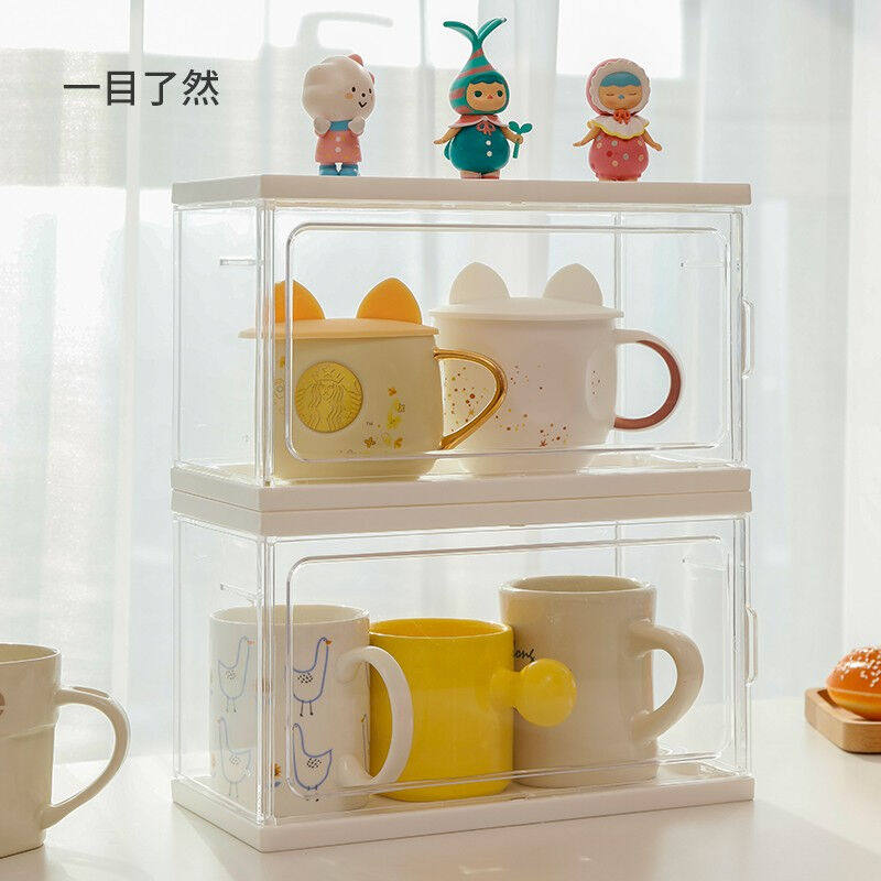 亚加丽加防尘水杯收纳盒取杯架水杯茶杯子置物架子桌面轻奢网红创
