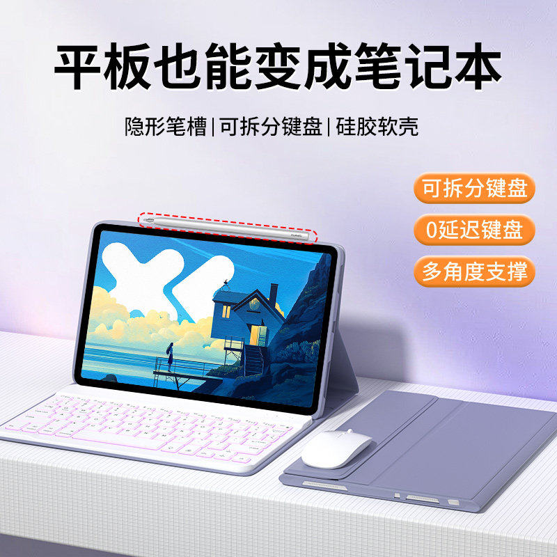 适用联想小新padpro12.7保护壳progt蓝牙键盘带鼠标磁吸平板plus11.5电脑保护套10.6防摔四三拯救者y700二代
