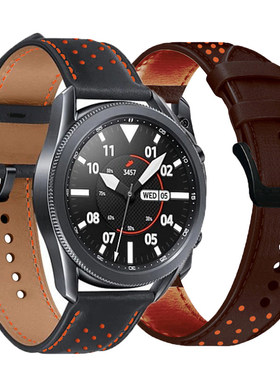 适用三星手表表带真皮watch 3智能运动护腕Active2男Gear S3快拆S