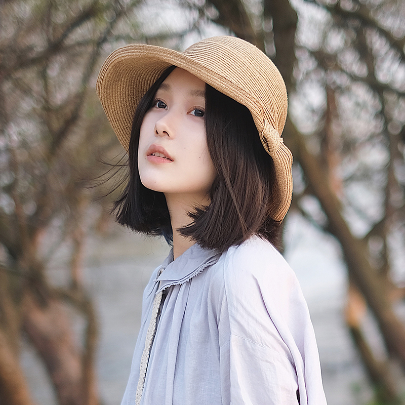 盆帽优雅女春夏大檐卷边