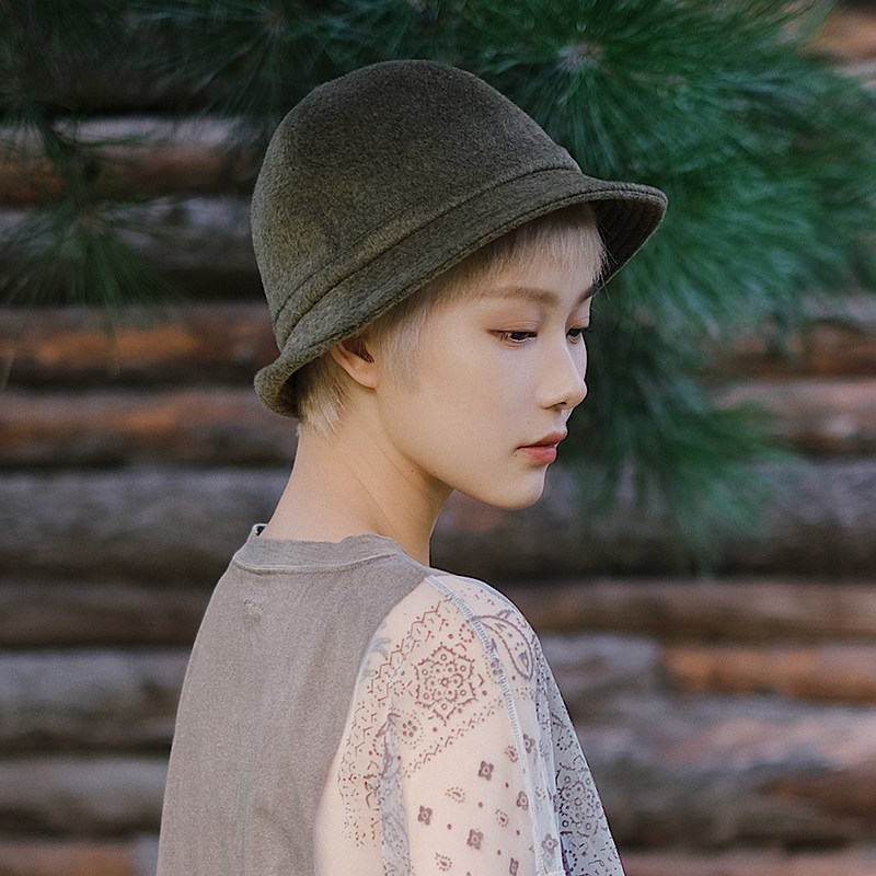 lion~澳洲进口羊驼毛羊毛面料卷边礼帽蒂罗尔帽tyrolean秋冬女