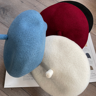 Lion～手工可爱柄 自留100%澳洲美丽诺羊毛贝雷帽画家帽秋冬男女