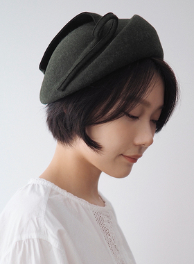 Lion~Peter Pan 古典复古优雅线条纯羊毛呢礼帽贝雷帽毡帽秋冬女