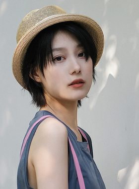 Lion～西西里 费工精细麦秆传统木磨压制卷边草帽礼帽盆帽Porkpie