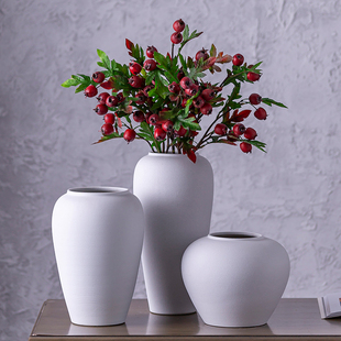 北欧花瓶满天星白色创意家居陶瓷小干 干燥花摆设简约客厅插花装