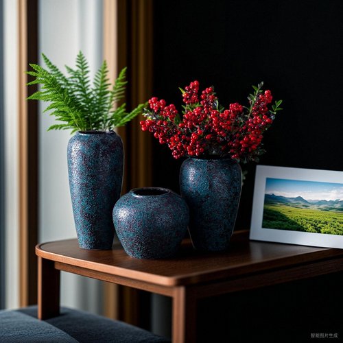 景德镇陶瓷干花花瓶客厅家居复古