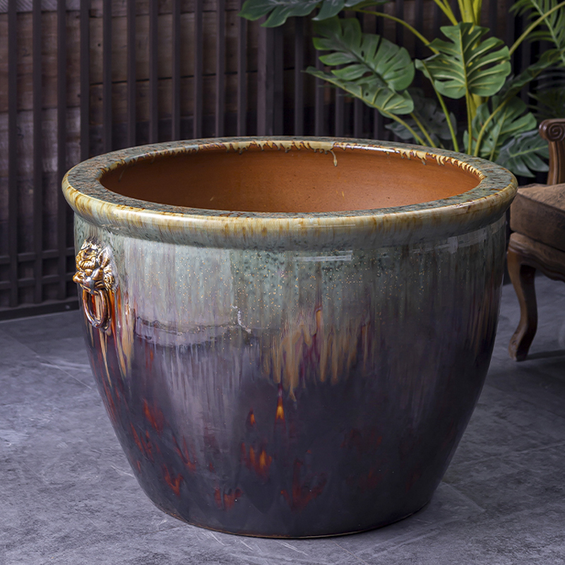 老式庭院花盆粗陶特大透气大缸