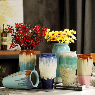 花瓶陶瓷现代简约餐桌北欧装 饰摆件客厅插干花景德镇瓷器水培陶罐