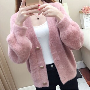 加厚春秋新款秋冬外穿女士开衫外套毛衣女短款宽松洋气