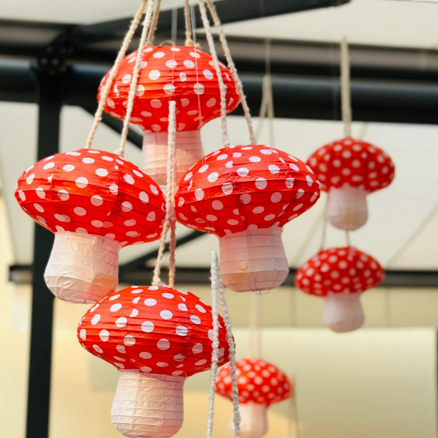 中秋节蘑菇纸灯笼幼儿园装饰卡通橱窗挂饰露营灯装饰灯罩花灯灯笼