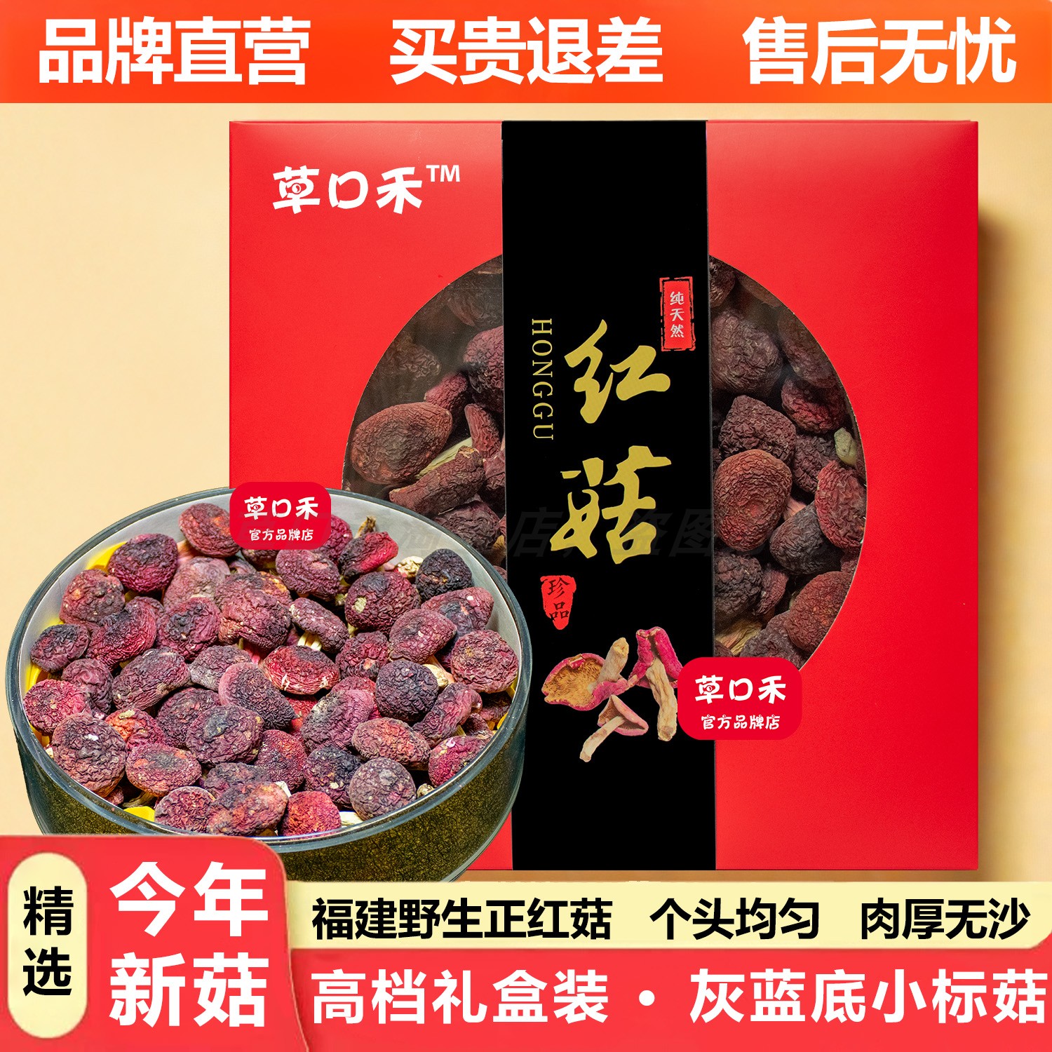 红菇福建野生三明灰蓝底今年新货