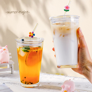 玻璃杯夏季 2022喝水杯子 家用高颜值水杯冰镇牛奶果汁咖啡杯女新款