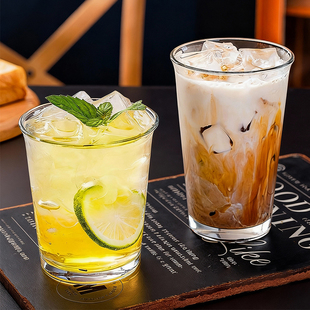 复古玻璃杯高颜值咖啡杯设计感小众冷饮杯果汁冰美式澳白拿铁杯子