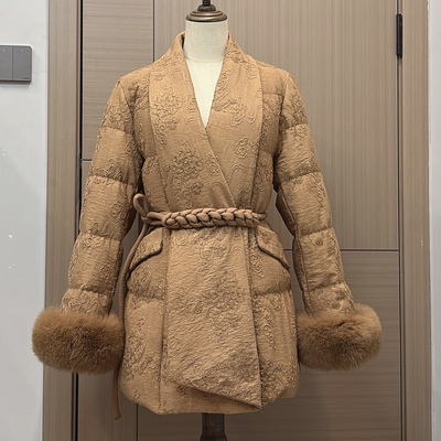 原创复古高级感中长款白鸭绒羽绒服女装2025冬季收腰保暖气质外套