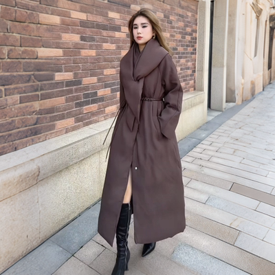 25冬高端大牌加厚保暖白鹅绒长款羽绒服气质减龄收腰洋气风衣外套