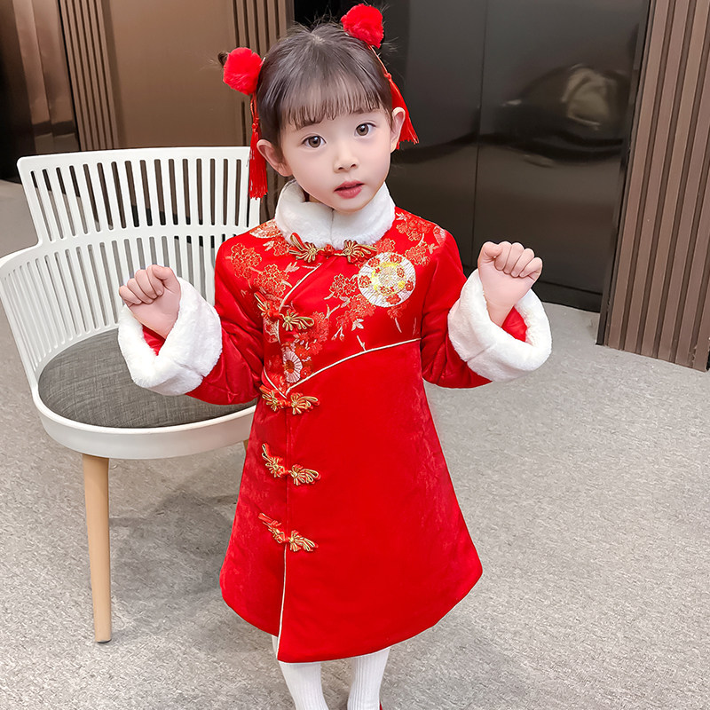 汉服旗袍加棉加厚不掉色不掉毛