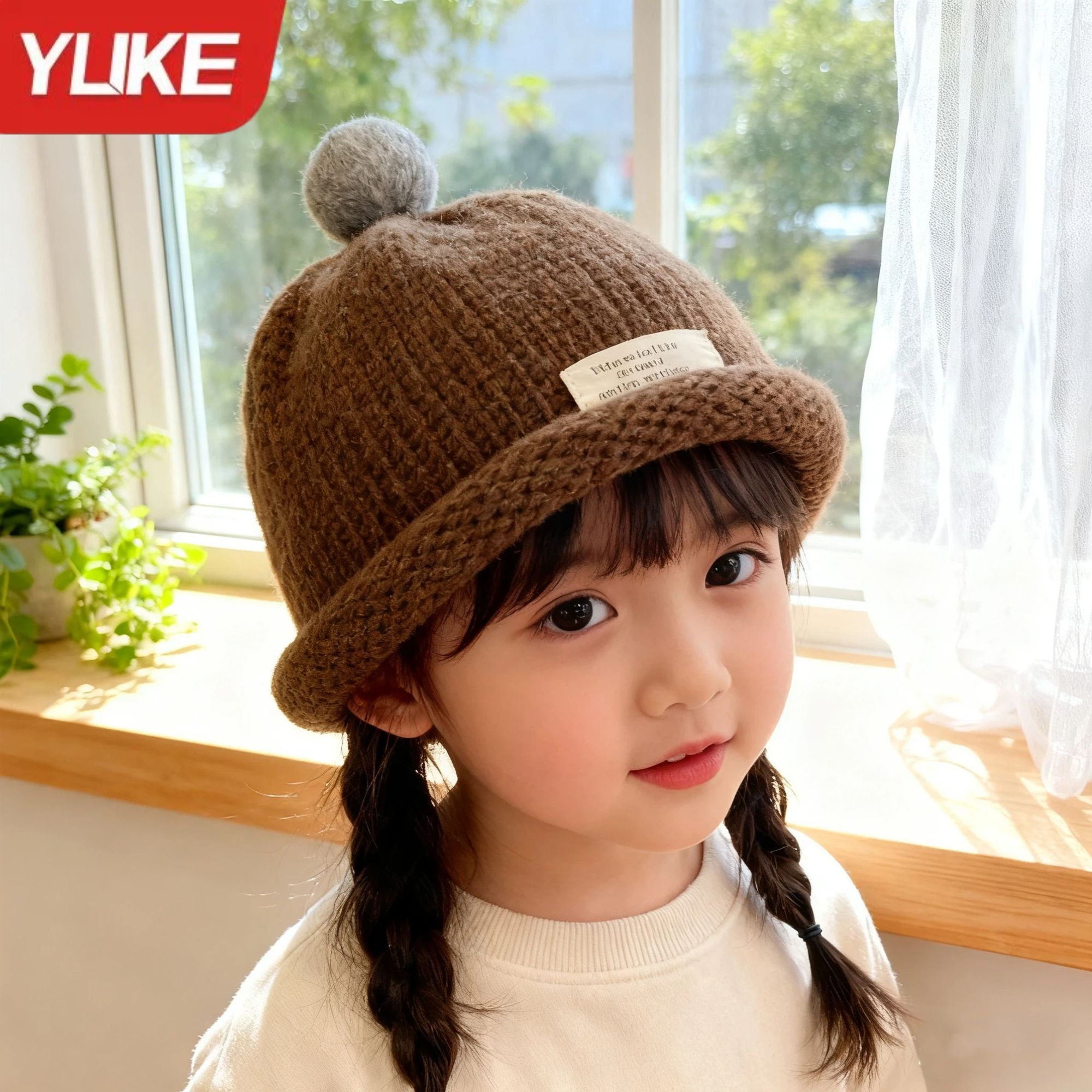 森系儿童帽子秋冬款针织瓜皮帽宝宝保暖奶嘴帽男女童毛线帽遮阳帽