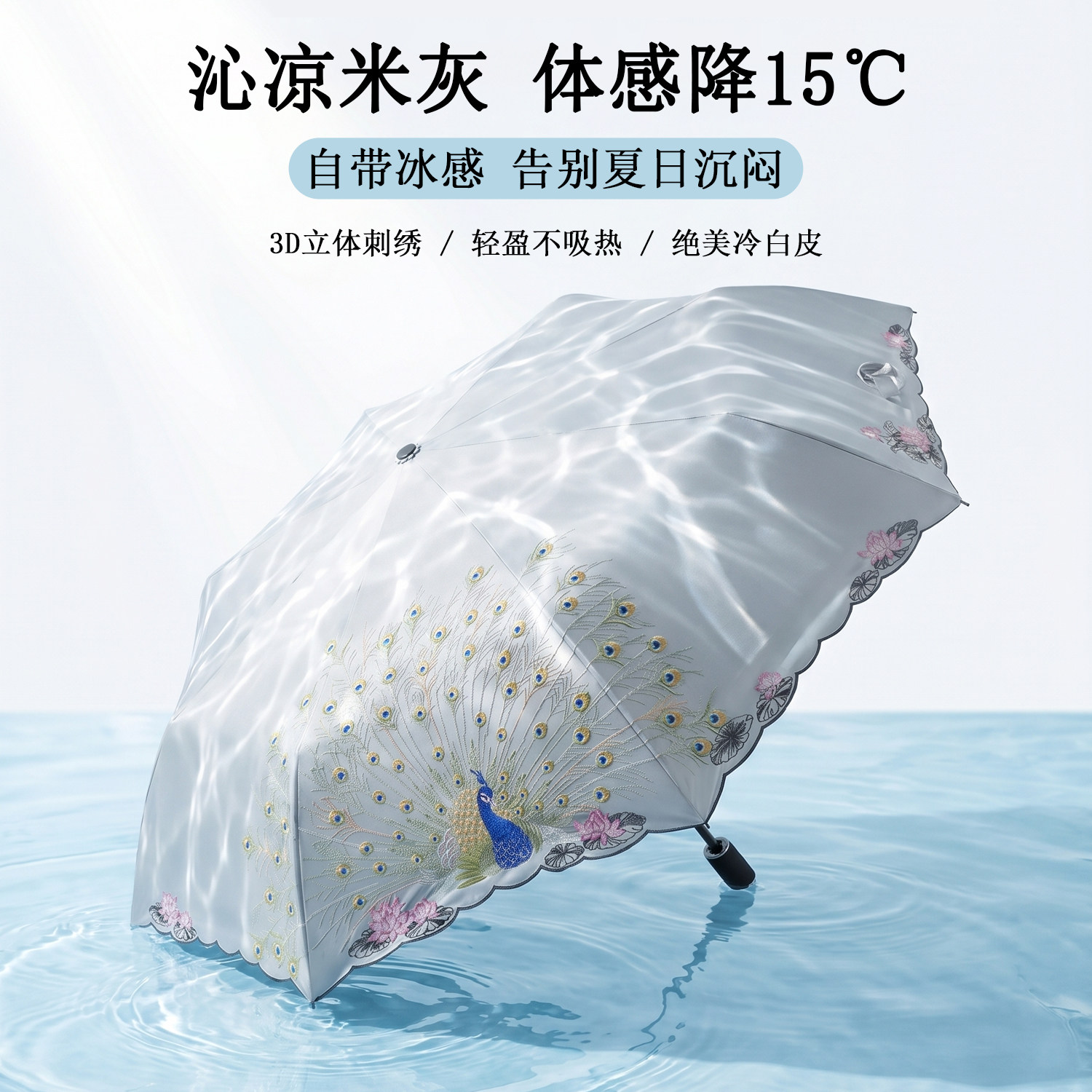 刺绣德国树邻太阳伞女防晒防紫外线双层遮阳伞黑胶高端女神复古伞