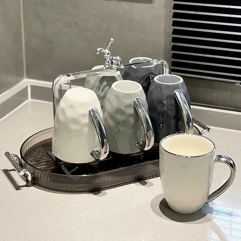 高颜值轻奢水杯家用喝水杯子客厅精致高档茶杯马克杯套装