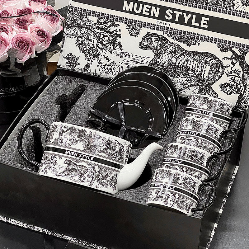 复古水杯家用待客杯子套装茶杯茶具茶壶水具客厅乔迁生日礼物礼盒