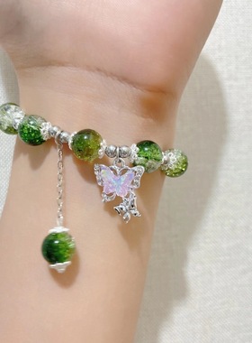 超仙蝴蝶玉碎手链女小众设计ins