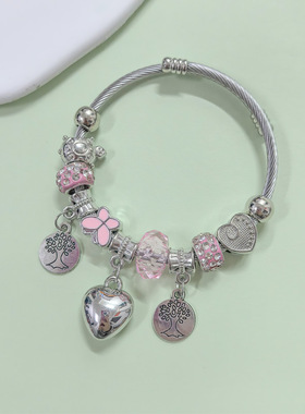 潘家爆款不锈钢手镯生命树爱心多