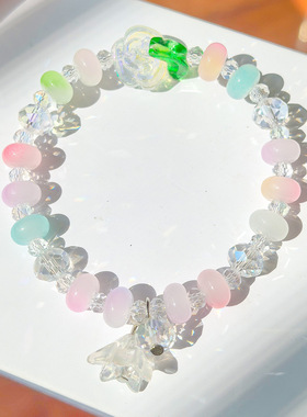 新中式算盘珠铃兰花手链渐变双色