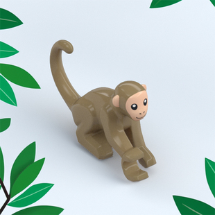 LEGO乐高积木长尾猴6343797 77864pr01 78313深米色稀有动物人仔